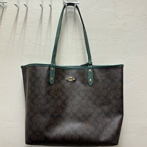 Coach Brown and Green Tote Bag